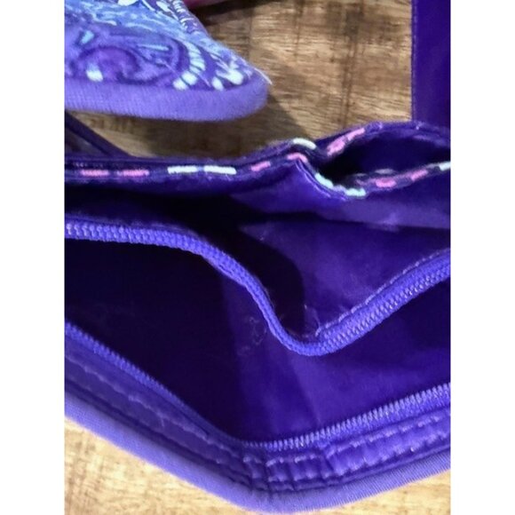 Vera Braldey Trifold Wallet Pocket Coin Case Lilac Tapestry Purple Flap Zipper - Picture 8 of 15